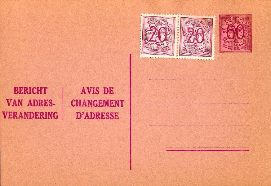 AP - Entier Postal - Carte Postale Avis De Changement D'adresse N° 13 - Chiffre Sur Lion Héraldique - 0,60 C Lilas - NF - Adressenänderungen