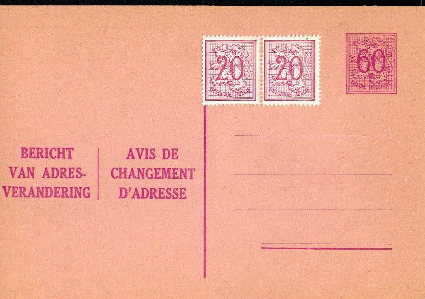 AP - Entier Postal - Carte Postale Avis De Changement D'adresse N° 13 - Chiffre Sur Lion Héraldique - 0,60 C Lilas - NF - Adreswijziging