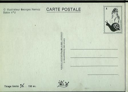 CP SIZI - N° 62 - ILLUSTRATEUR Georges Nemoz - Balox N° U Comme URGENCE La Poste - 1988 - 150 Ex - Sizi