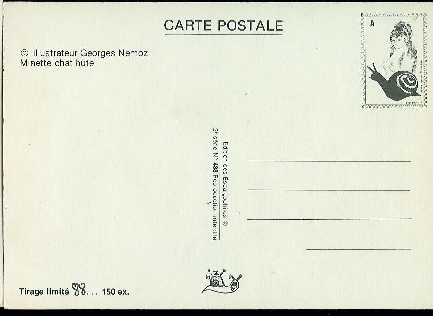 CP SIZI - N° 438 - ILLUSTRATEUR Georges Nemoz - Minette Chat Hute - 1987 - 150 Exemplaires - Sizi