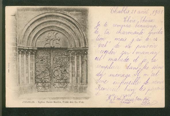 Chablis. Eglise Saint-Martin, Porte Des Ex-Voto. Précurseur, 1901 - Chablis