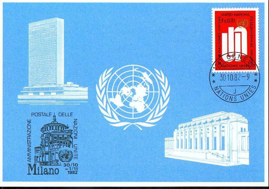 0154 - 2 - Administration Postale - Carte Souvenir Du 30-10-1982 Avec Cachet Commémoratif De Milan - Genève - Palais Des - Recordatorios