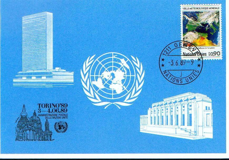 0154 - 4 - Administration Postale - Carte Souvenir Du 03-06-1989 Avec Cachet Commémoratif De Torino - Genève - Palais De - Recordatorios