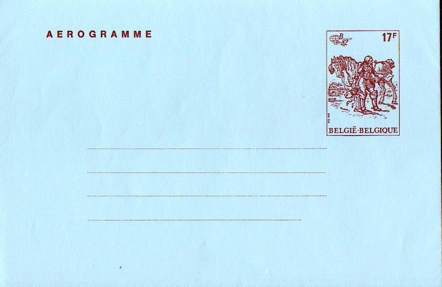 P147-019III - Entier Postal - Aérogramme N°19 III (F) Belgica 1982 - 17 F - Représentation Du Cob 2074 - Estafette Impér - Luchtpostbladen