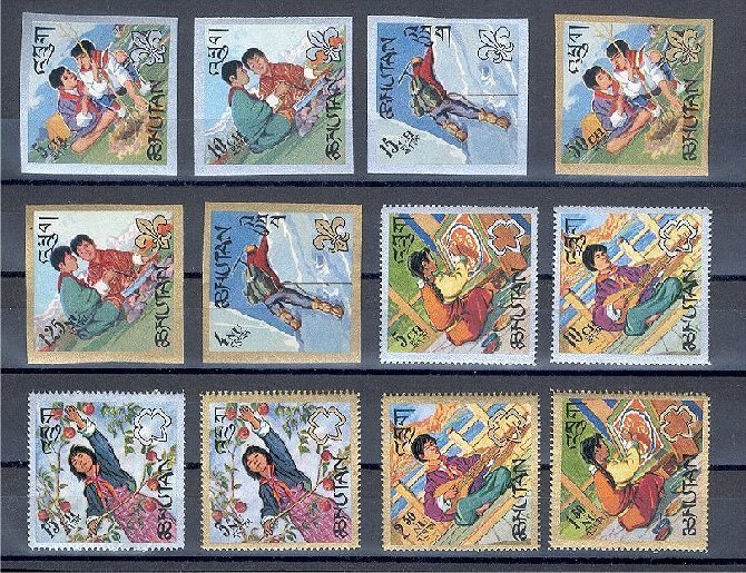BHUTAN - NICE GROUP ONLY DIFFERENT STAMPS, MANY 3-D + TOPICS! - Bhoutan