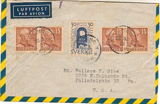 Carta Aerea SUECIA 1941 A Estados Unidos - Covers & Documents