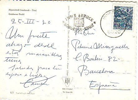 Postal Card 1970 INNSBRUCK (Autriche) Pour Espagne - Briefe U. Dokumente