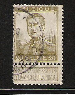 Belgique - 1912 - COB 112 - Oblit. - 1912 Pellens