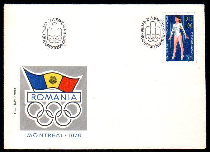 Romania 1976 FDC With Nadia Comanec,Olympic Games Montreal. - Gymnastique