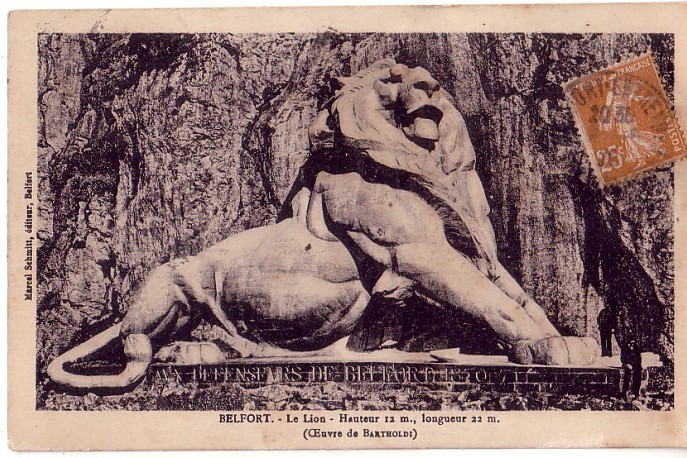 VERITABLE CARTE POSTALE  DU TERRITOIRE DE BELFORT LE LION OEUVRE DE BARTOLDI - Belfort – Le Lion