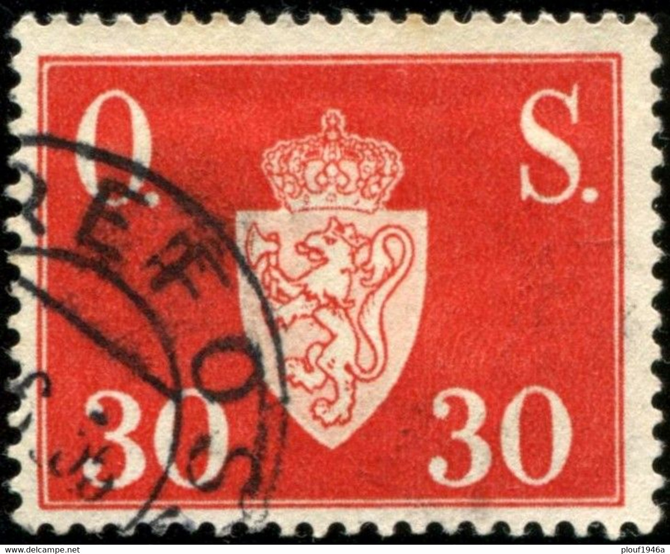 Pays : 352,02 (Norvège : Haakon VII)  Yvert Et Tellier N°:  S   63 (o) - Dienstmarken