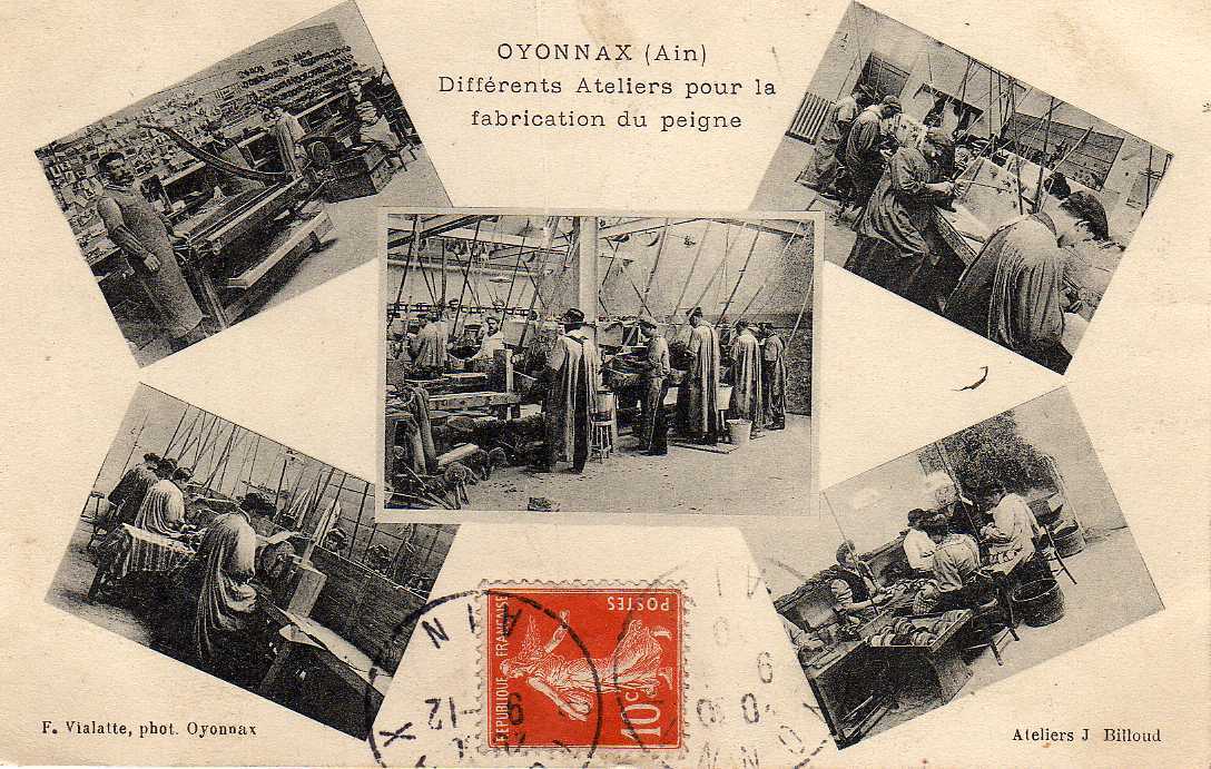 01 OYONNAX Types, Fabrication Du Peigne, Ateliers Billoud, Intérieur D´Usine, Métier, Industrie , Ed Vialatte, 1910 - Oyonnax