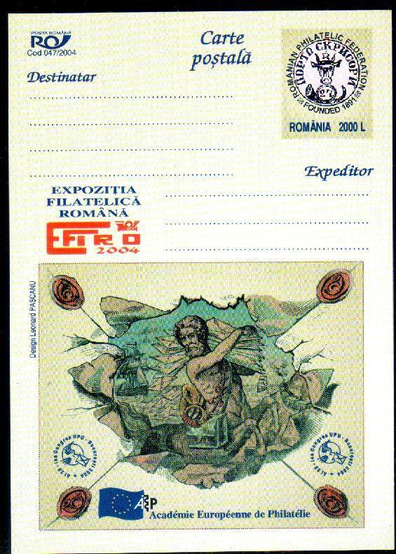 Romania 2004 Stationery Pc With Academie Europeenne De Philatelie. - Sonstige & Ohne Zuordnung