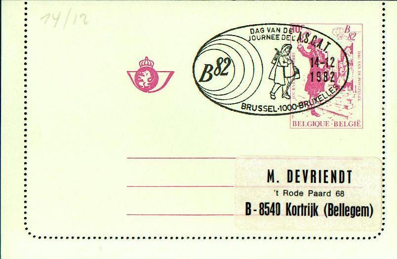 AP - Entier Postal - Carte-lettre N° 49 - Journée Du Timbre Et Lancement De L'exposition Belgica 1982 - 10,00 Fr Rouge - - Cartes-lettres