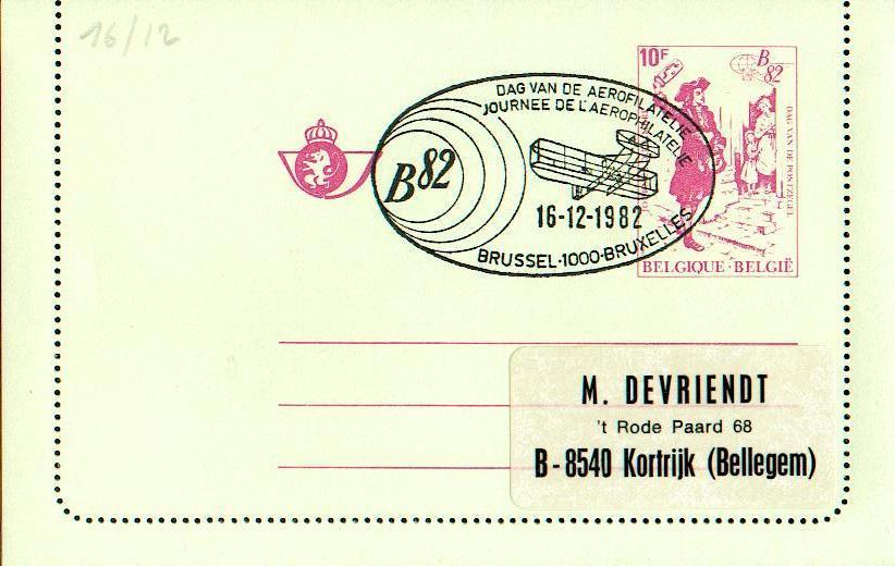 AP - Entier Postal - Carte-lettre N° 49 - Journée Du Timbre Et Lancement De L'exposition Belgica 1982 - 10,00 Fr Rouge - - Letter-Cards