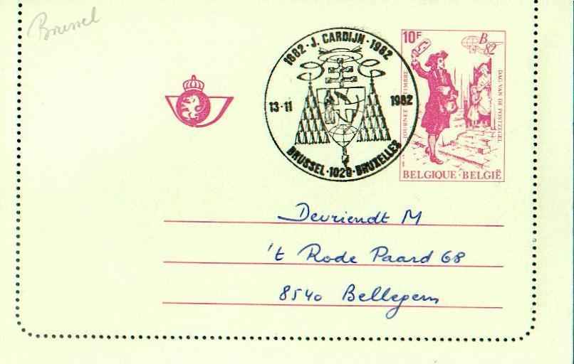 AP - Entier Postal - Carte-lettre N° 49 - Journée Du Timbre Et Lancement De L'exposition Belgica 1982 - 10,00 Fr Rouge - - Carte-Lettere