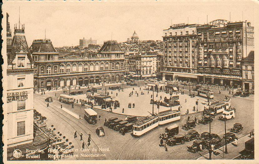 0130 - Carte Postale - Bruxelles - Place Rogier Et Gare Du Nord (Nels - Thill -Série 1 - N°24) - Schienenverkehr - Bahnhöfe