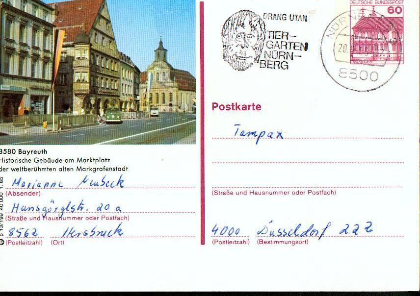 70000 - Entier Postal - Carte Postale D'allemagne - Postkart - 8580 Bayreuth - Autres & Non Classés