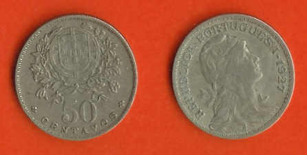 PORTUGAL 1927 50 Centavos Copper-nickel KM577 C635 - Portugal