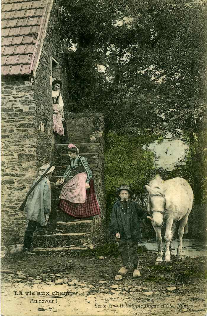 LA VIE AU CHAMPS - AU REVOIR - 4 Personnages Et Un Cheval - Fermes