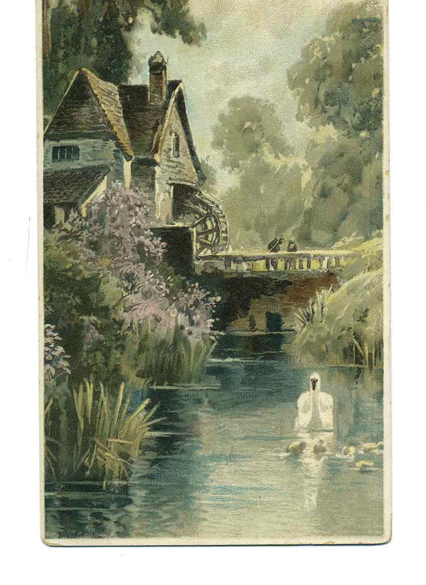 Superbe Gouache D´un Moulin Avec Cygne - Ni - Watermolens