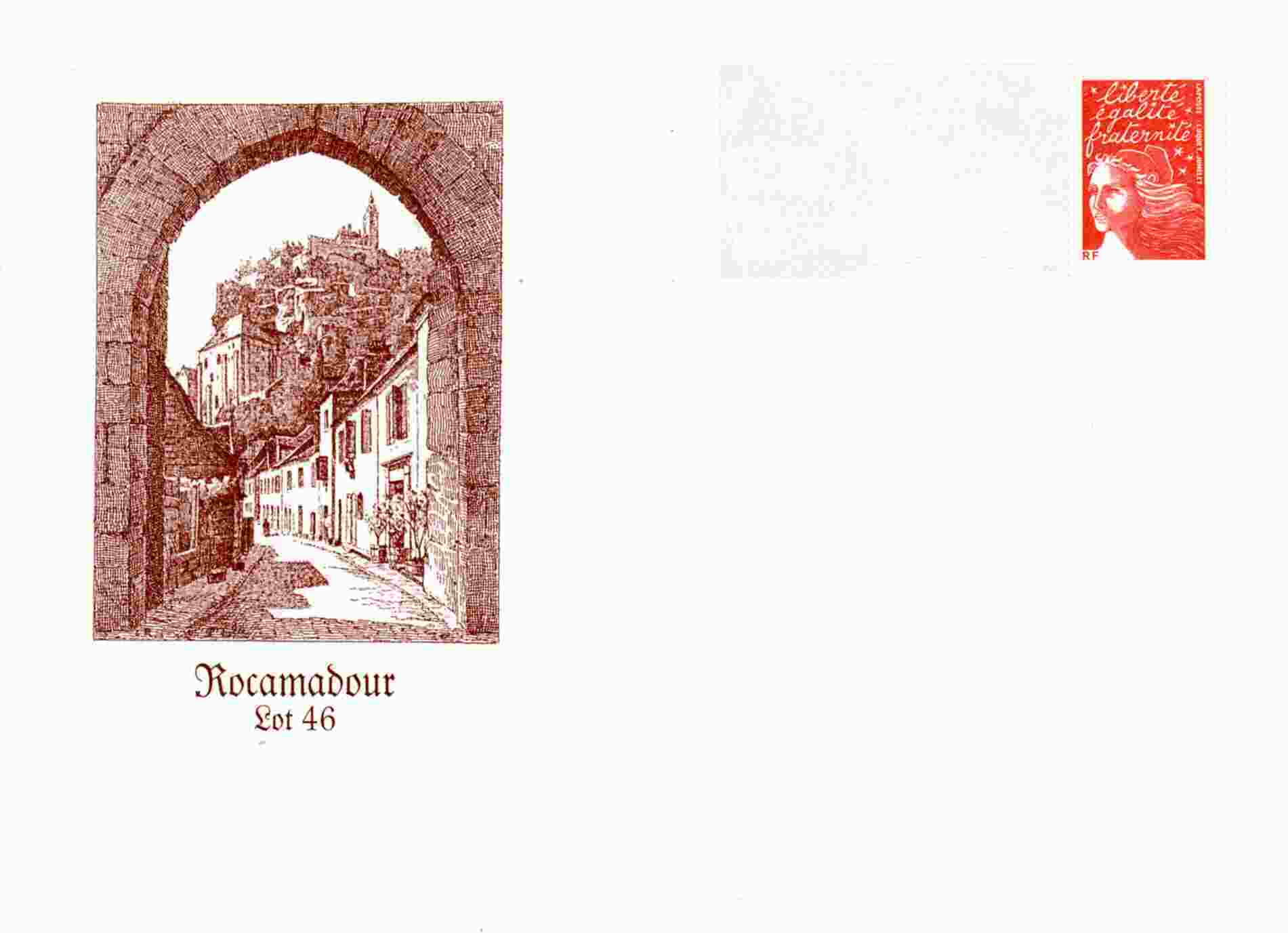 PAP Non Précasé Avec Timbre "Luqet/RF" Et Repiquage "Rocamadour (46)" - Prêts-à-poster:Overprinting/Luquet
