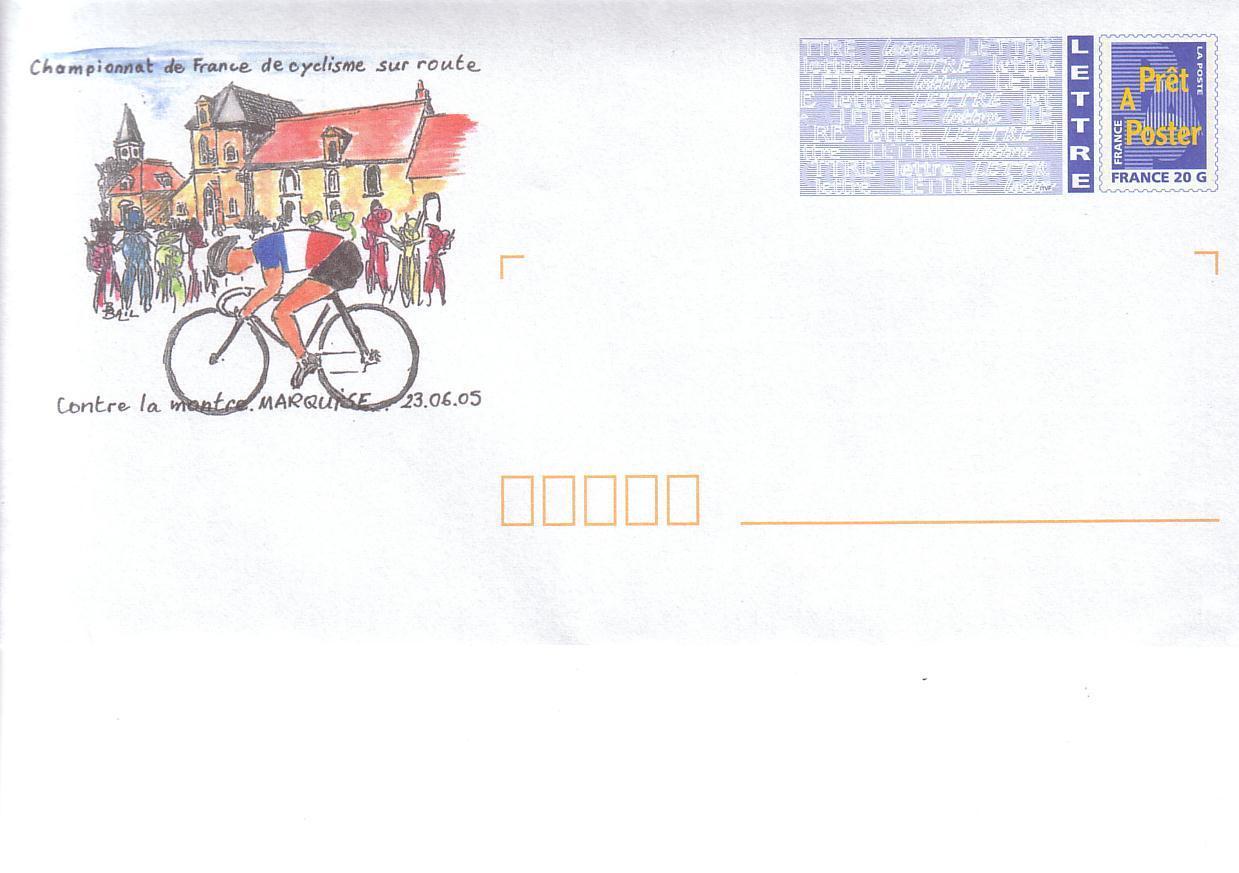 PAP MARQUISE (PAS DE CALAIS):CYCLISME Championnat De France Contre La Montre 2005. Tirage LIMITE TRES RARE - PAP: Aufdrucke/Blaues Logo