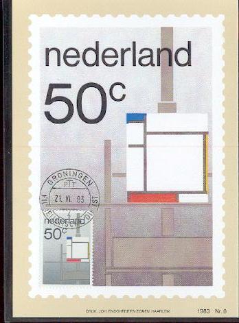 PAYS BAS CARTE MAXIMUM NUM.YVERT 1204 Art Moderne De Stifl Tableau De Mondriaan - Cartoline Maximum