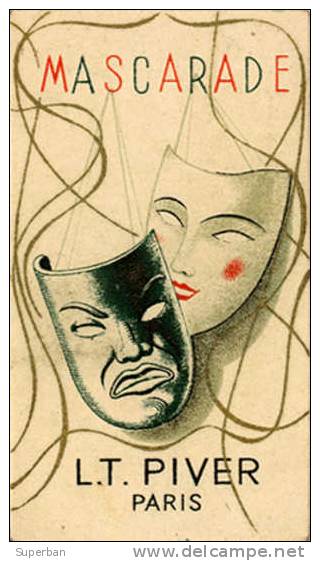 PUBLICITÉ PARFUM - CARTE PARFUMÉE Avec MASCARADE - L. T. PIVER, PARIS - AU DOS: CALENDRIER Pour L´ ANNÉE 1939 (x-289) - Anciennes (jusque 1960)