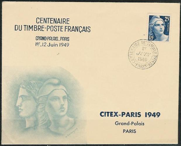 Lettre France  1er Juin 1949 (Centenaire Du Timbre-Poste Français) - Storia Postale
