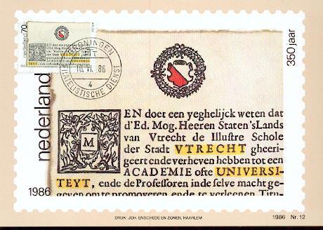 PAYS BAS CARTE MAXIMUM NUM.YVERT 1271  CHARTE DE L UNIVERSITE D UTRECHT - Maximumkarten (MC)