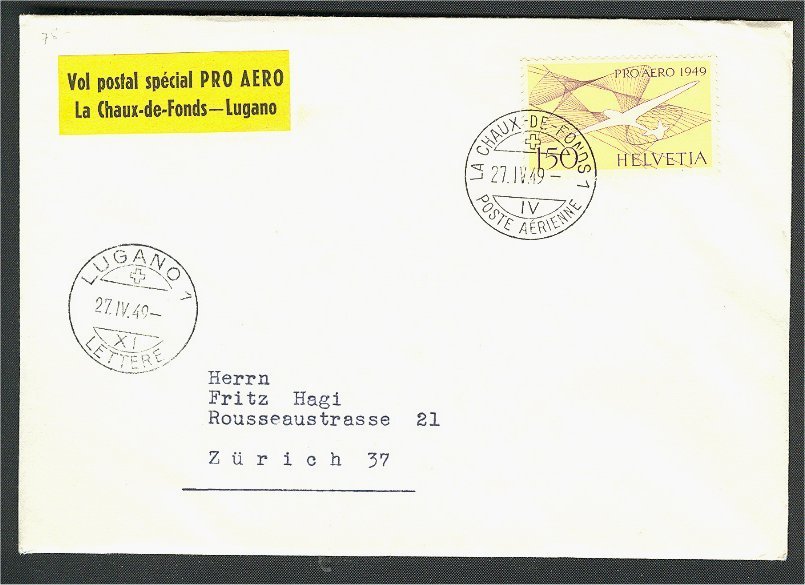 SWITZERLAND - PRO AERO 1949 - VF COVER! - Other & Unclassified