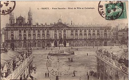 CP Nancy Place Stanislas-Hôtel De Ville Et Cathédrale Animmée, Circulée1916, Cachet Paris Distribution TTB - Nancy