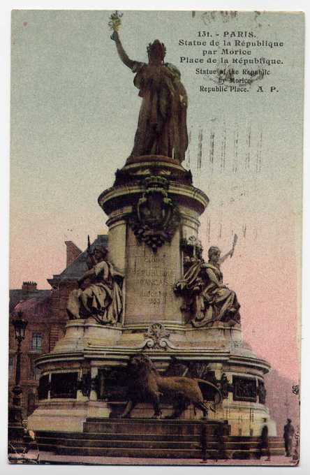 PLACE DE LA REPUBLIQUE Statue De La République Par Morice (carte Couleur) - Paris (03)