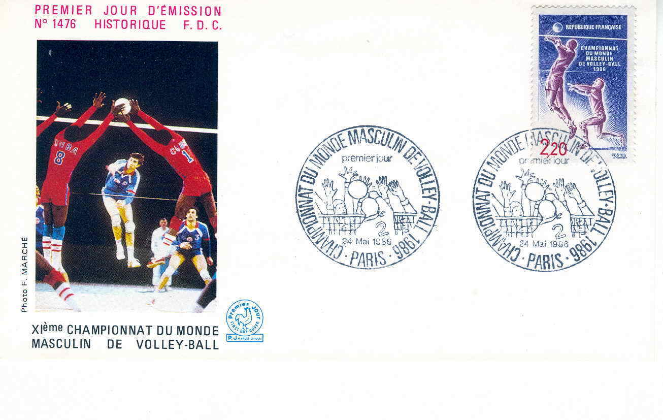 VOLLEY BALL  FDC FRANCE 1986 CHAMPIONNATS DU MONDE - Voleibol