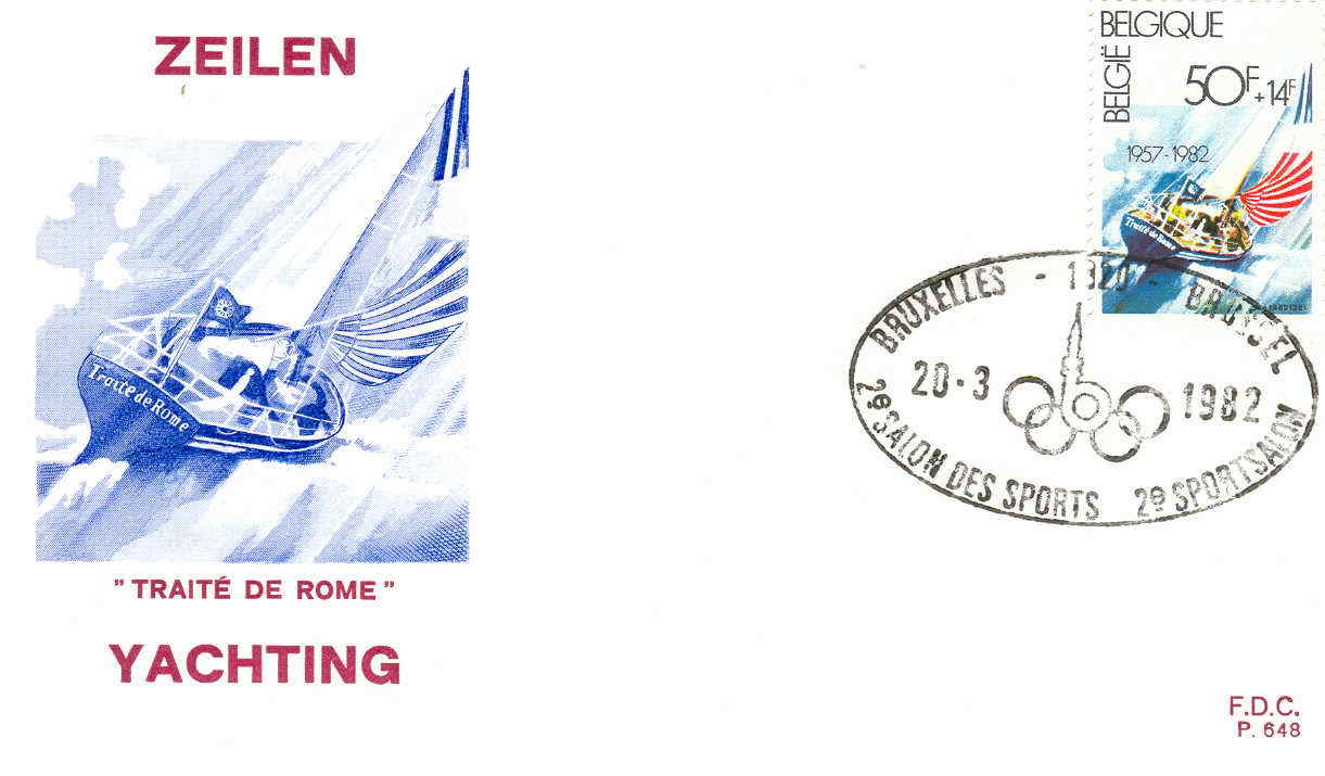VOILE FDC BELGIQUE 1982 25 ANS DU TRAITE DE ROME - Sailing