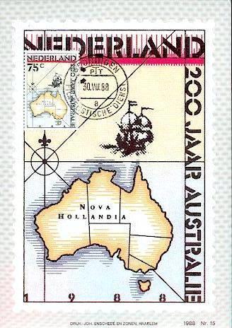 PAYS BAS CARTE MAXIMUM NUM.YVERT 1320 ARRIVEE  DES PREMIERS COLONS EN AUSTRALIE - Cartes-Maximum (CM)