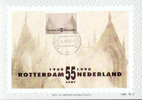 PAYS BAS CARTE MAXIMUM NUM.YVERT 1352 ROTTERDAM  RUINE DE L EGLISE ZUIDERKERK 1940 - Cartes-Maximum (CM)