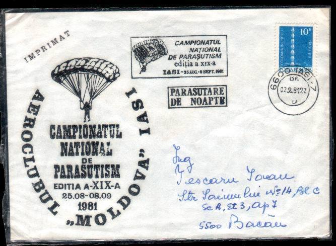 Cover 1981 With Parachutting Very Rare Postmark . - Fallschirmspringen