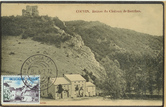COUVIN : Ruines Du Château De DOURBES + Belle Oblitération BELGICA 72 Sur Timbre De COUVIN 1972 - Couvin