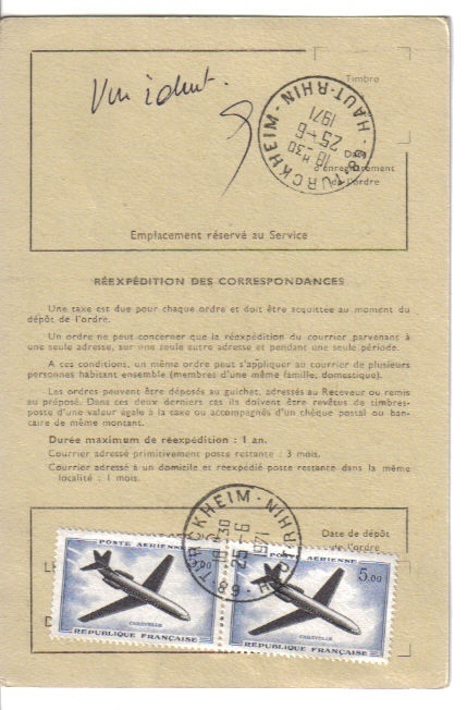 Ordre De Réexpédition De Turckheim 1971 - Other & Unclassified
