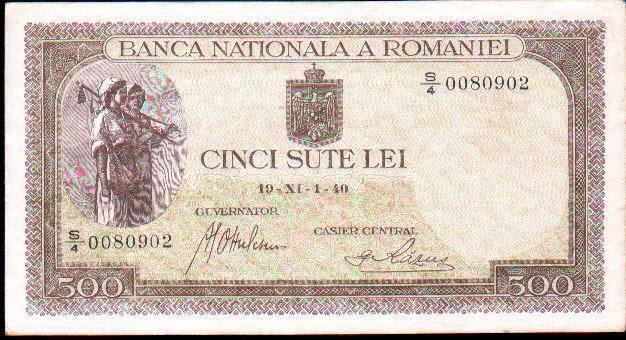 Romania Billete De"CINCI SUTE LEI" Issue 19-IV-1940.VERY RARE 1940 !!, UNC/NONCIRCULE. - Other - Europe