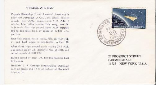 USA / PROGRAMME MERCURY / FRENDSHIP 7 / ROCHESTER / 20.02.1962 - Estados Unidos