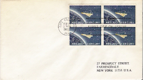 USA / PROGRAMME MERCURY / Cape Canaveral / Fdc / BLOC DE 4 / 20.02.1962 - Stati Uniti