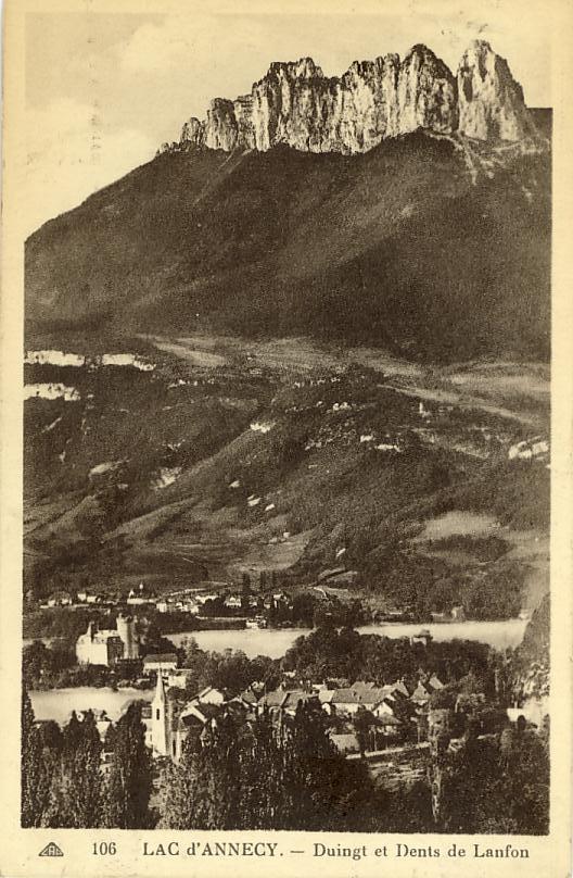74 - Lac D'Annecy - Duingt Et Dents De Lanfon - CPA 1936 - Ed Cap N° 106 - Duingt