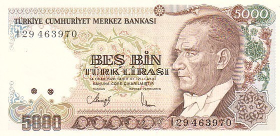 TURQUIE  5 000 Lira Non Daté (1990)   Pick 198   **** BILLET  NEUF **** - Türkei
