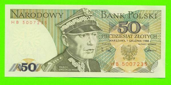 BILLET - BANK POLSKI - 50 PIECDZIESIAT ZLOTYCH 1988 - - Pologne