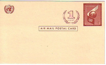 E040 - ONU UNO NEW YORK AIR MAIL POST CARD (1959) - Luftpost