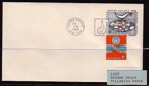 E062 - ONU UNO NEW YORK ENVELOPE 1968 SECOND PRINT - Cartas & Documentos