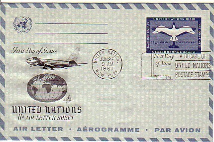 E036 - ONU UNO NEW YORK AEROGRAMME - Airmail